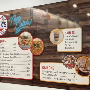 Menu on wall