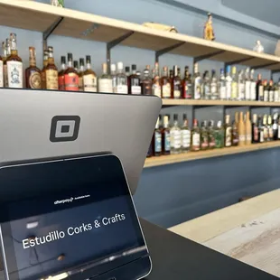 a laptop on a counter