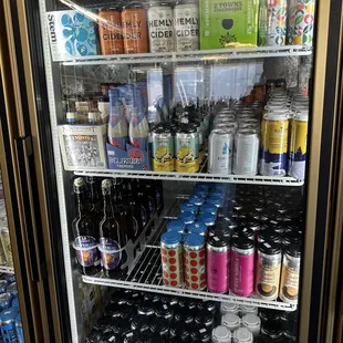 a refrigerator full of drinks