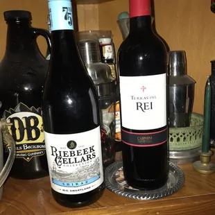 Two of the 6 bottles of wine we purchased