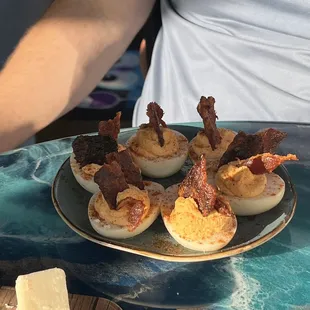 Spicy deviled eggs. So good!!