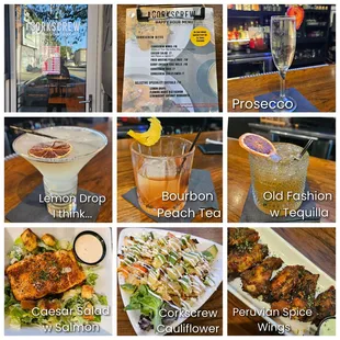 10&apos;17&apos;2024 Bourbon Peach Tea, Old Fashion w Tequilla, Prosecco, Peruvian Spice Wings, Corkscrew Cauliflower, Caesar Salad (+ salmon).