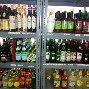bottles of alcohol on shelves
