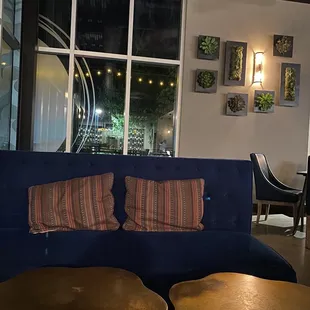 That blue sofa is amazing