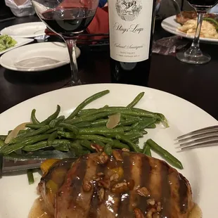 Pork chops and some nice wine.