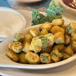 Fried Okra appetizer. Love love! The batter is nice and light.