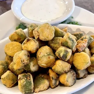 Always a favorite starter...golden okra with homestyle ranch. We recommend. Batter isn't heavy at all.
