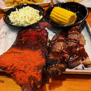 ows ribs, corn and coleslaw
