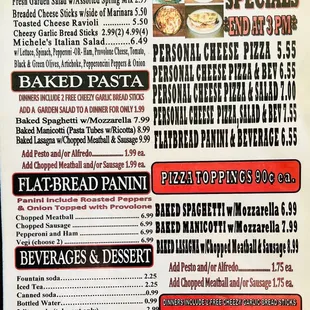 Lunch Menu &quot;Specials&quot;