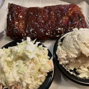 1/2 rack, wet, with slaw and potato salad