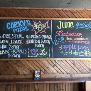 a menu on a blackboard