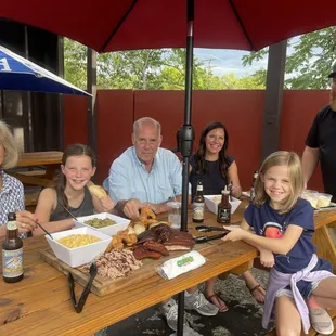 Enjoying a BBQ feast on our outdoor patio!