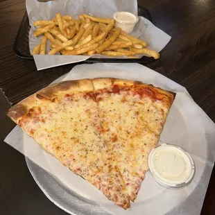 2x Cheese Slice Pizza + Fries