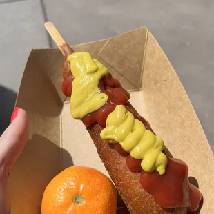 Delicious corn dog!