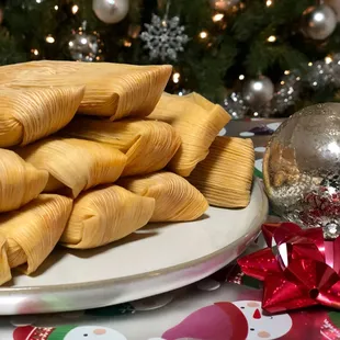 a christmas tree in the background