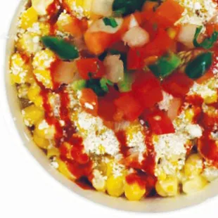 corn, tomatoes, and cheese