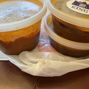 Regular chili left, 2 BOGO right