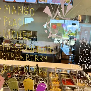 a display of food items
