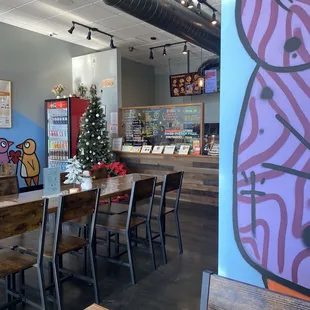 Up front where you place your order before sitting down.