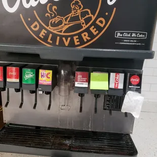 Soda fountain inside Corner Bakery broken