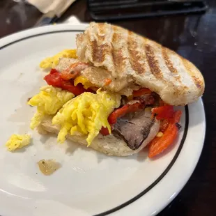 This is the prime rib and egg panini, with what looks to be chicken.