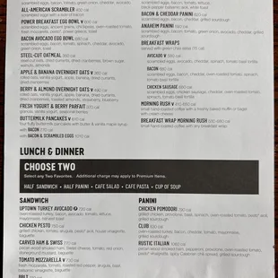 Breakfast menu