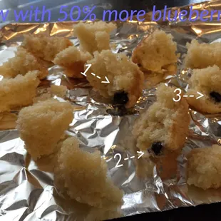 Wow!  3 blueberries in my other muffin!  That's like 50% more value!