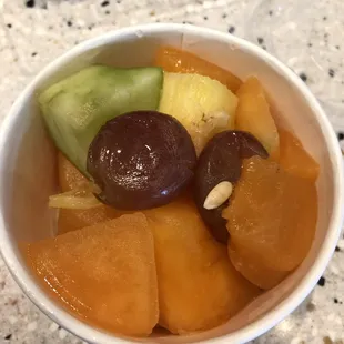 Discolored and rotting fruit