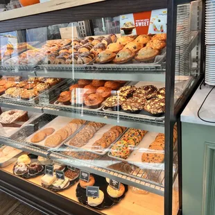 a variety of baked goods on display
