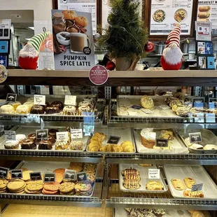 a variety of baked goods on display