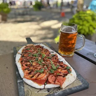 Switala Margherita flatbread with vegan cheese and Oktoberfest