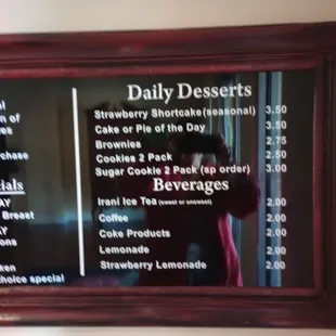 The dessert menu