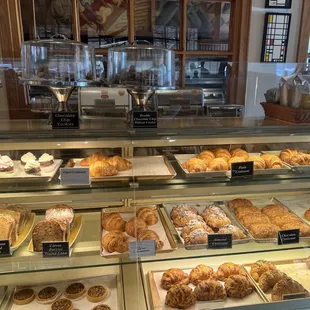 a variety of baked goods on display