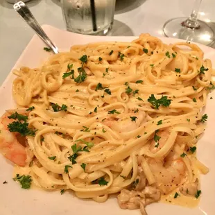 The Cajun Seafood Alfredo is delicious! So much pasta and this is only the petite portion!