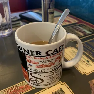 Coffee in the cute cup.