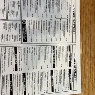 Dinners and Daily Specials