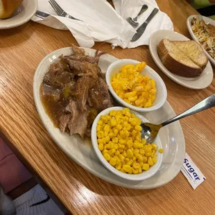 Pork Roast &amp; Dressing with sides