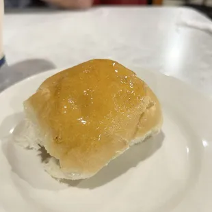 1/2 of The scrumptious hot roll! (5) I ate it too fast to get a picture of it full.