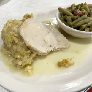 Turkey &amp; Dressing with Gravy (4.5) Green Beans (5)
