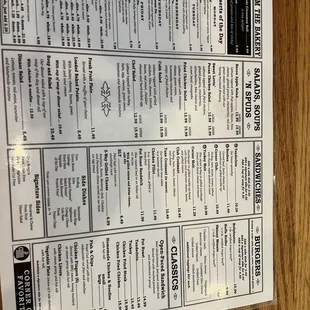 Bakery, Burgers, and Sandwich menus.