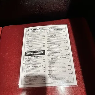 Breakfast menu