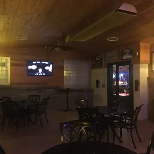 Another view of the smoking patio... it's brand-new and beautiful