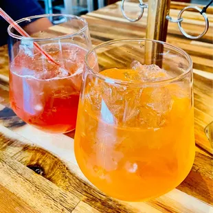 Left : Orange You Glad it&apos;s N/A   Right: Strawberry Jalapeño Margarita
