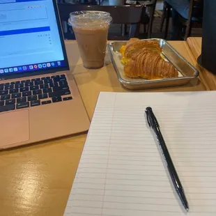 I ordered a egg and cheese croissant and a iced Nordic latte with oat milk.