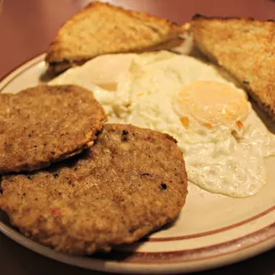 Eggs Over, Sausage Patties, &amp; Toast