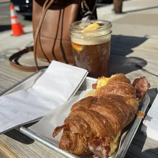 Lavender lemonade brew &amp; croissant sandwich