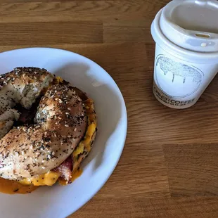 Bagel Sandwich on everything &amp; Nordic Latte