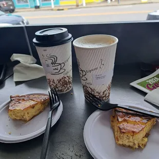 2 measly slices of microwaved quiche, 2 lg cappuccino that are 3/4 foam (ordered lg, hate to see what sm was) for a TOTAL OF $26!!!