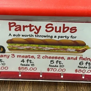 the price of a sub sandwich