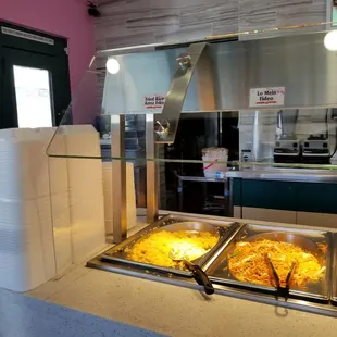 the breakfast buffet at a restaurant